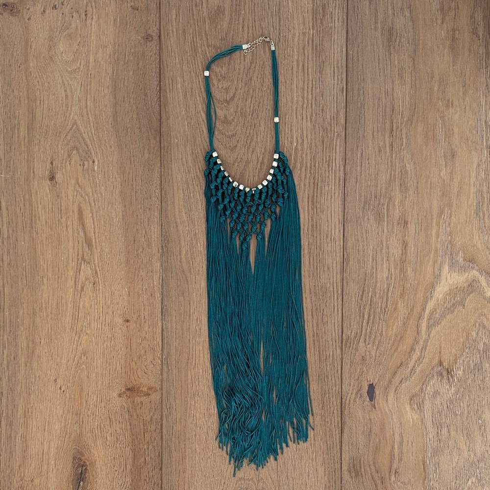 H&M Teal Fringe Necklace